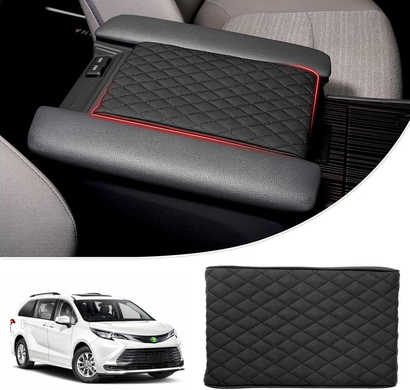 Autorder Center Console Cover for Toyota Sienna 2021-2025 2026 Accessories Memory Foam Armrest Cushion with Anti-Scratch Leather Protector Covers Black - Image 1